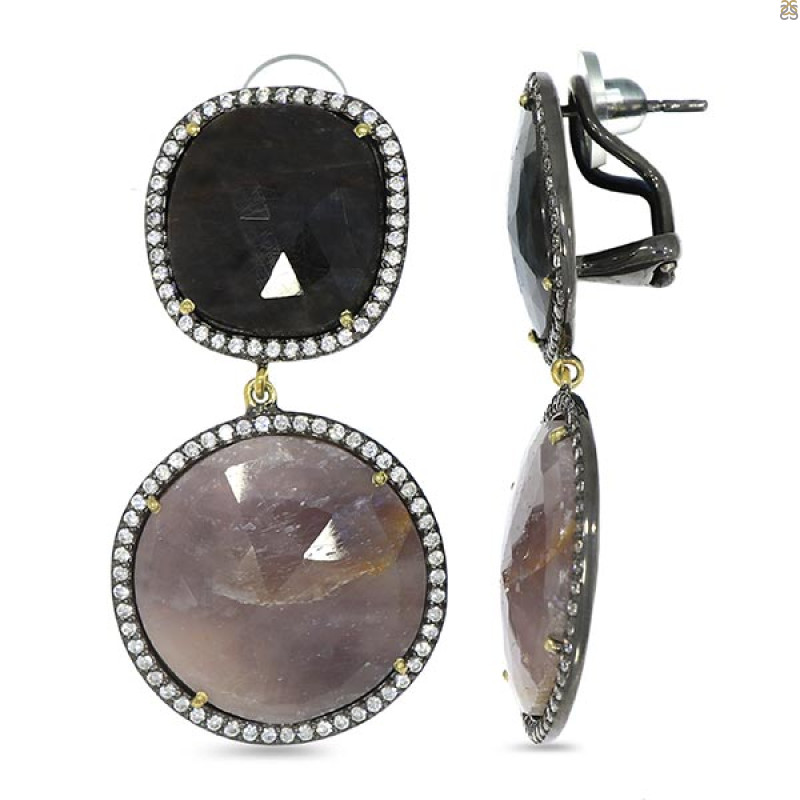 Multi Sapphire/White Topaz Earring-2E SPH-3-52