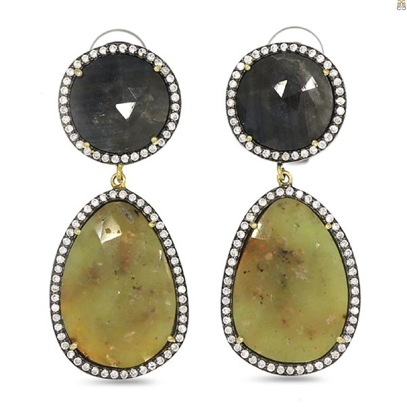 Multi Sapphire/White Topaz Earring-2E SPH-3-53