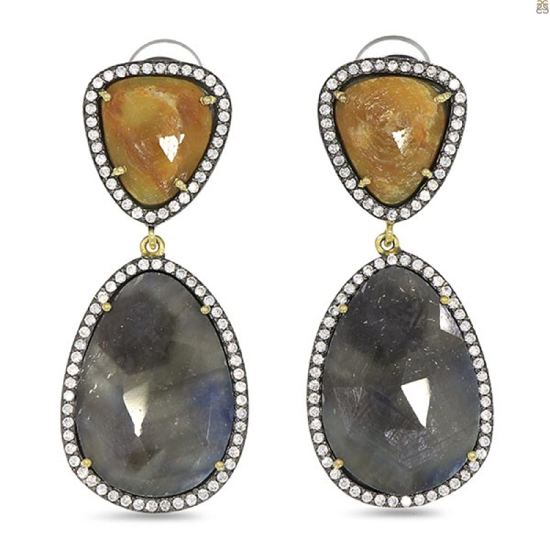 Multi Sapphire/White Topaz Earring-2E SPH-3-55