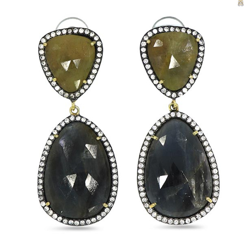 Multi Sapphire/White Topaz Earring-2E SPH-3-57