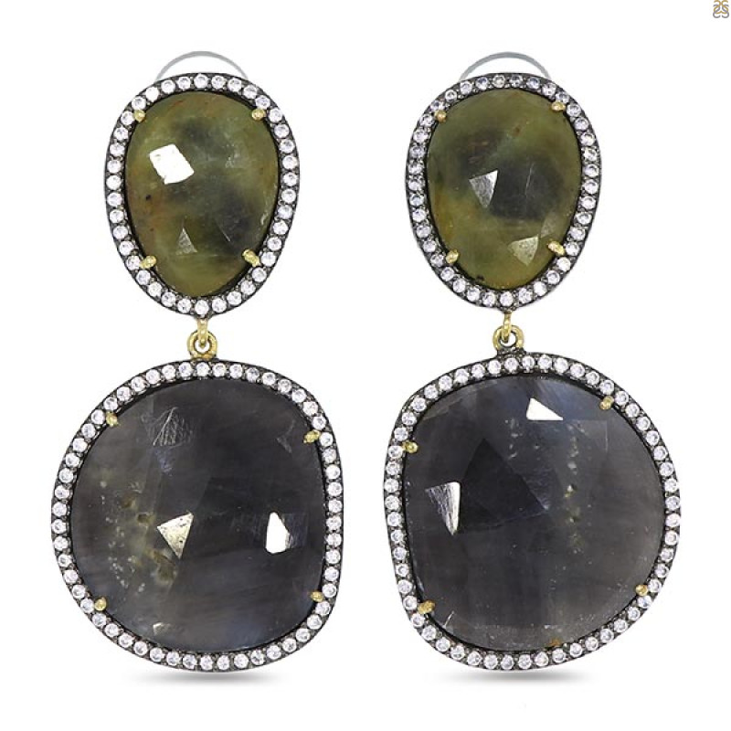 Multi Sapphire/White Topaz Earring-2E SPH-3-59