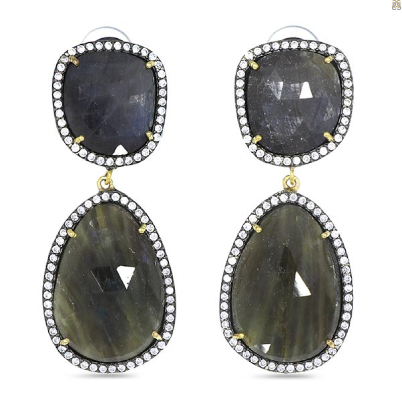 Multi Sapphire/White Topaz Earring-2E SPH-3-67