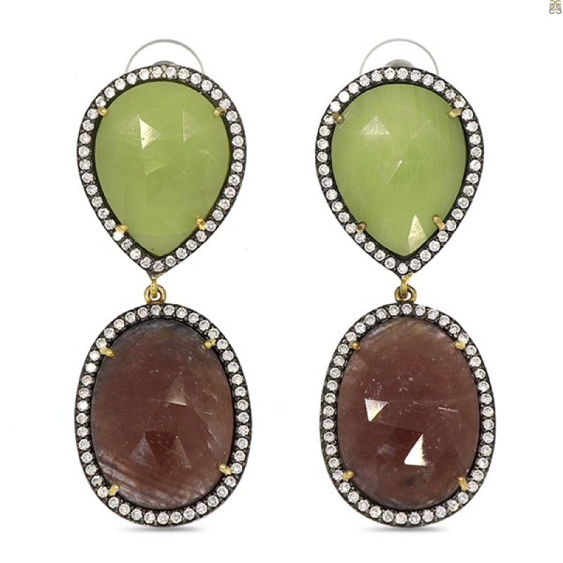 Multi Sapphire/White Topaz Earring-2E SPH-3-71