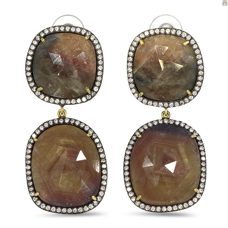 Multi Sapphire/White Topaz Earring-2E SPH-3-73