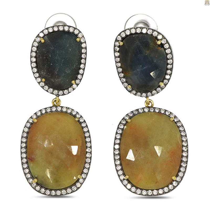 Multi Sapphire/White Topaz Earring-2E SPH-3-77