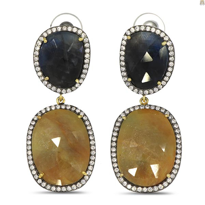 Multi Sapphire/White Topaz Earring-2E SPH-3-79