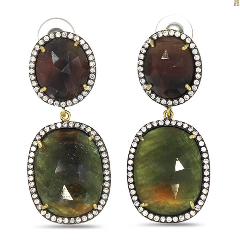 Multi Sapphire/White Topaz Earring-2E SPH-3-81