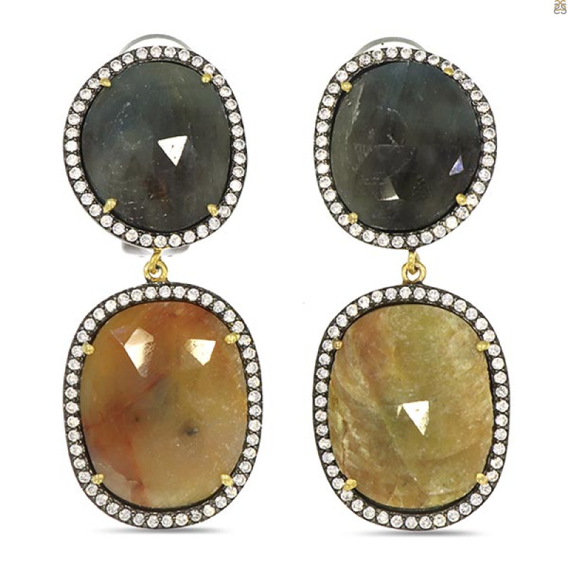 Multi Sapphire/White Topaz Earring-2E SPH-3-85