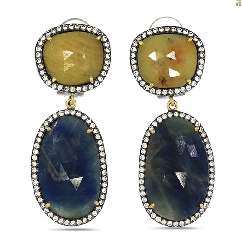 Multi Sapphire/White Topaz Earring-2E SPH-3-90
