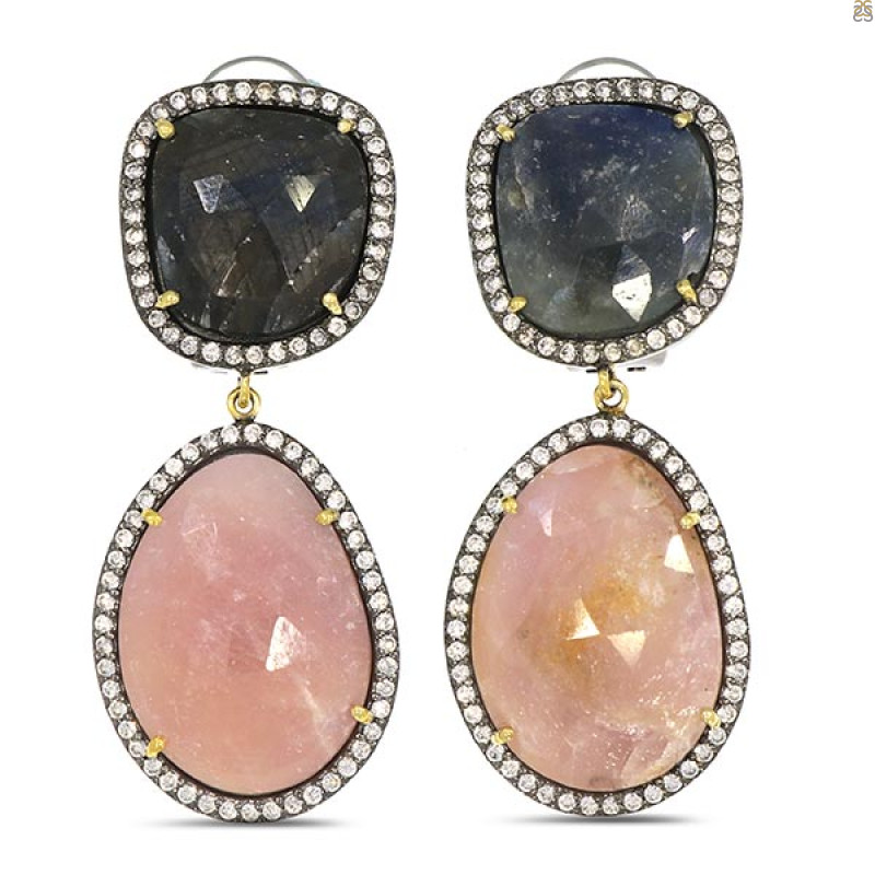 Multi Sapphire/White Topaz Earring-2E SPH-3-91