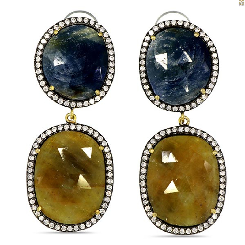 Multi Sapphire/White Topaz Earring-2E SPH-3-97
