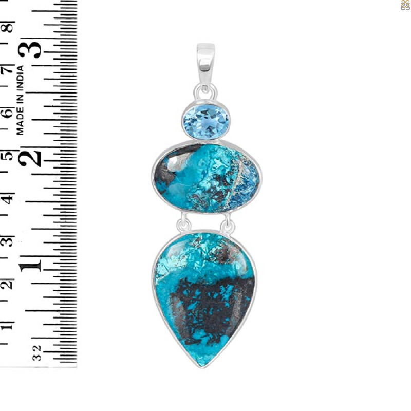 Shattuckite/Blue Topaz Pendant-2SP STK-1-168