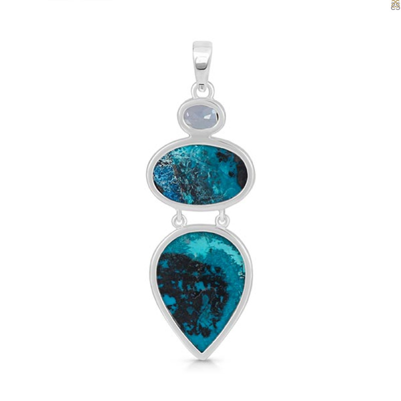 Shattuckite/Blue Topaz Pendant-2SP STK-1-168