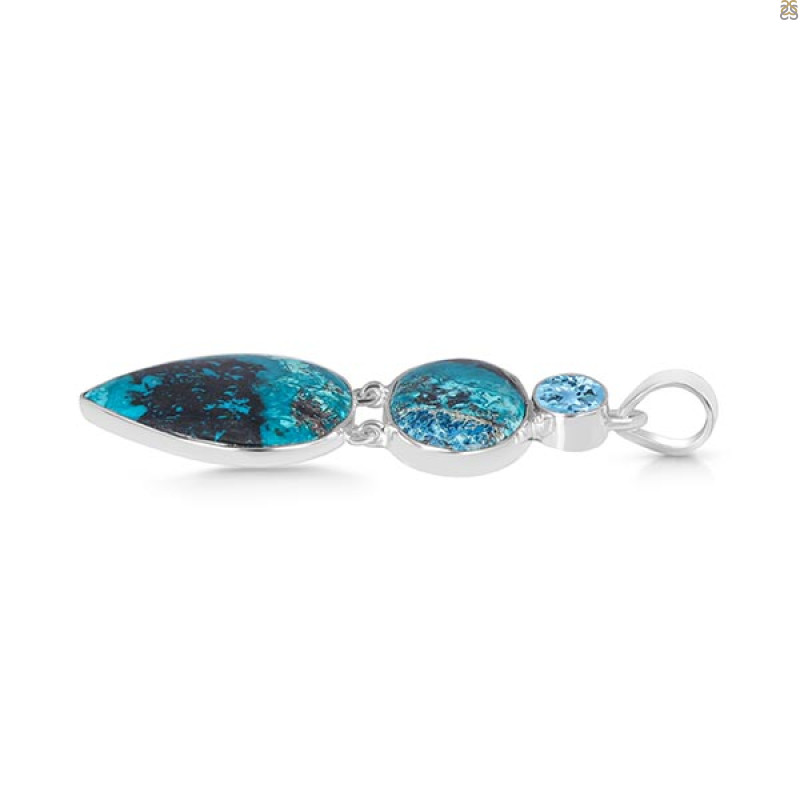 Shattuckite/Blue Topaz Pendant-2SP STK-1-168