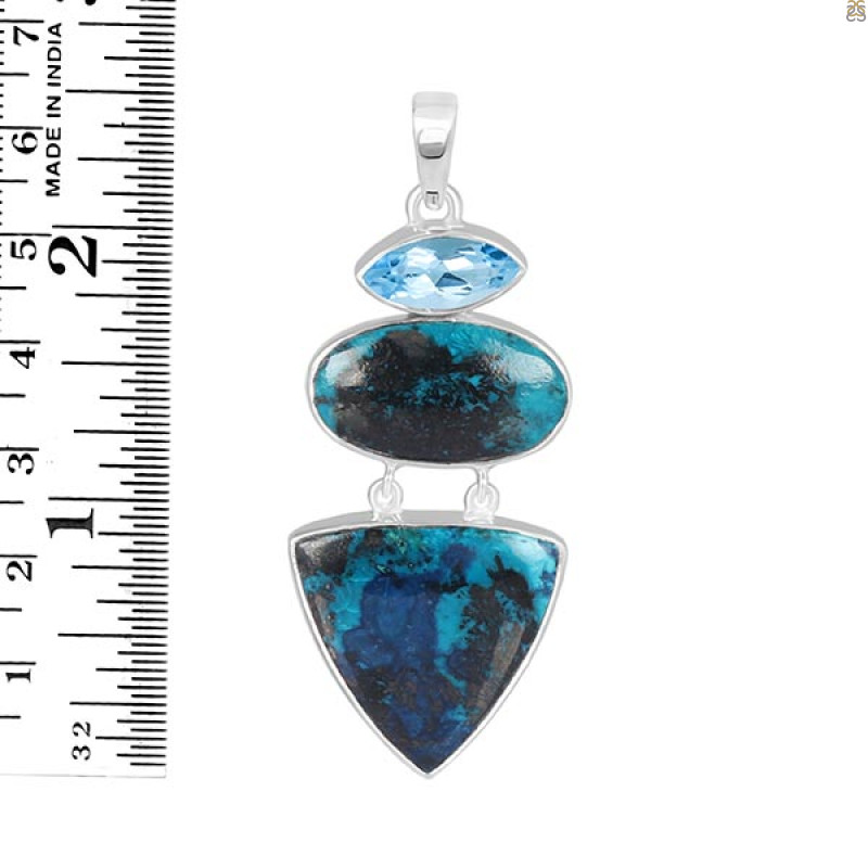 Shattuckite/Blue Topaz Pendant-2SP STK-1-172
