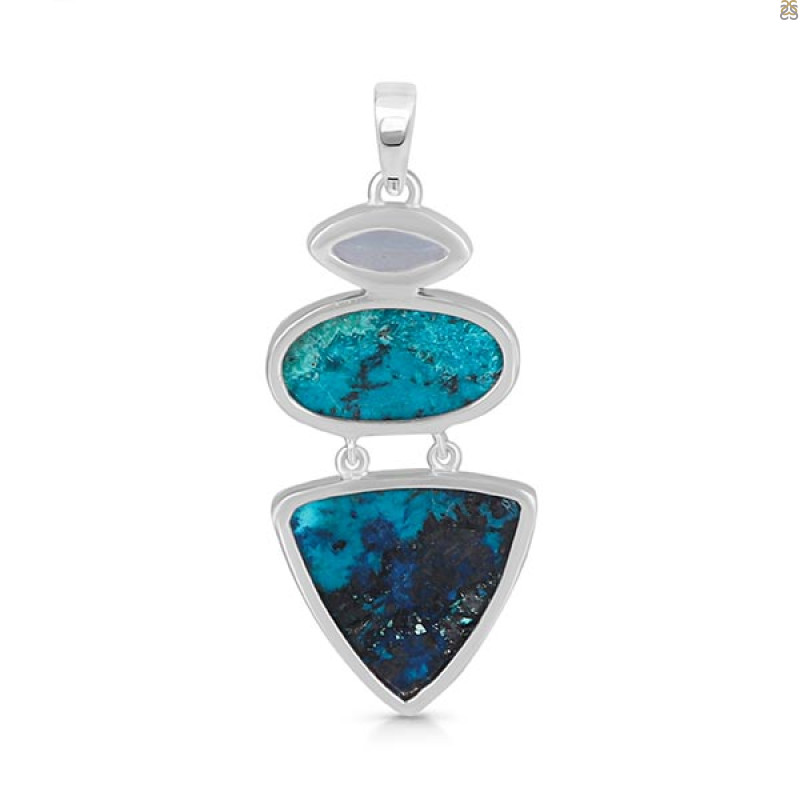 Shattuckite/Blue Topaz Pendant-2SP STK-1-172