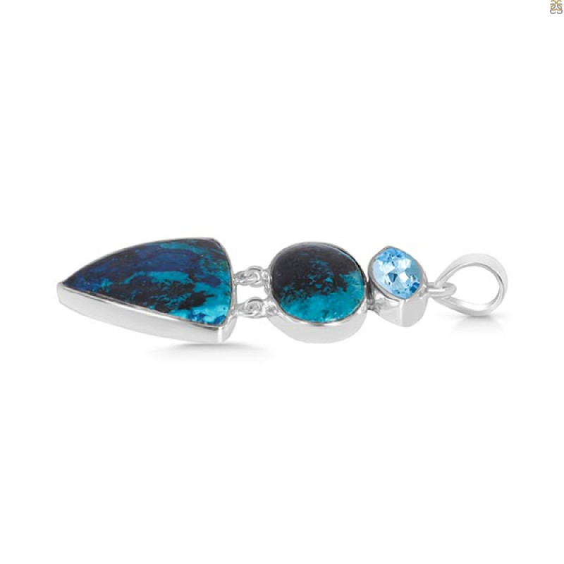 Shattuckite/Blue Topaz Pendant-2SP STK-1-172