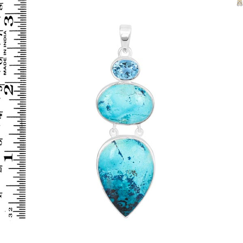 Shattuckite/Blue Topaz Pendant-2SP STK-1-189