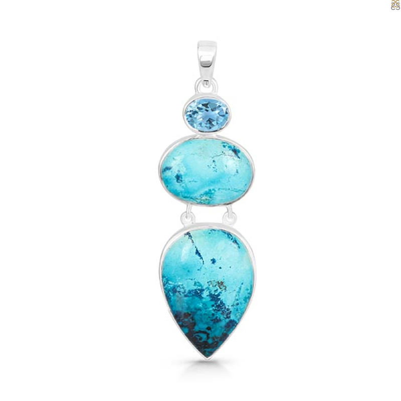 Shattuckite/Blue Topaz Pendant-2SP STK-1-189