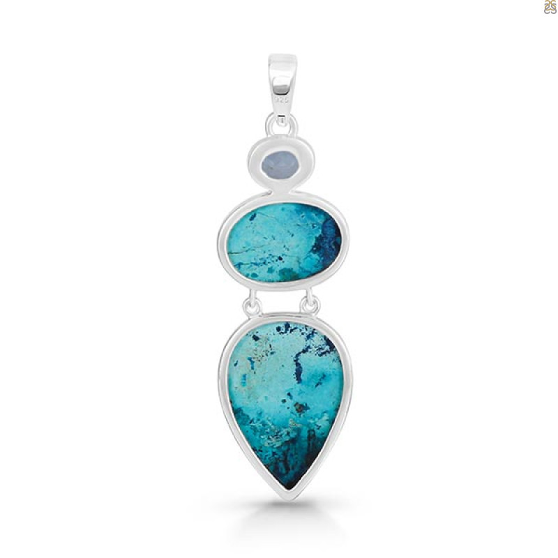 Shattuckite/Blue Topaz Pendant-2SP STK-1-189