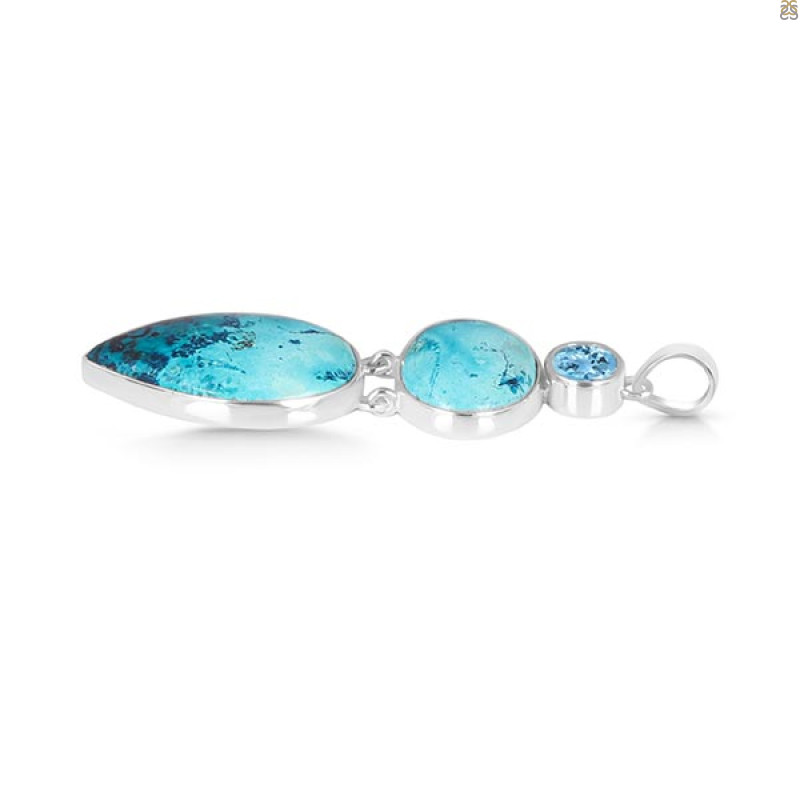 Shattuckite/Blue Topaz Pendant-2SP STK-1-189
