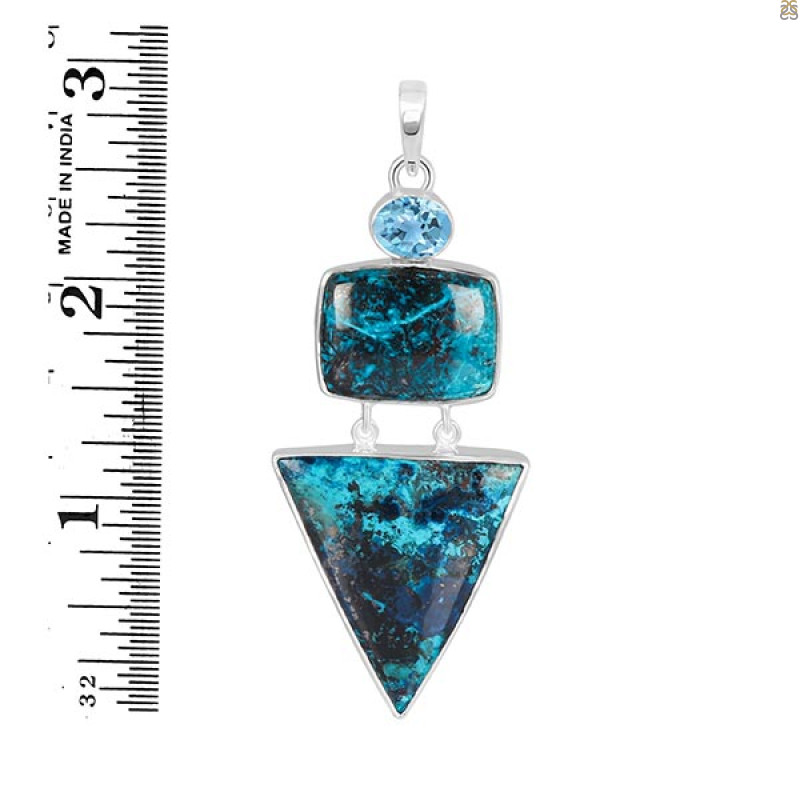 Shattuckite/Blue Topaz Pendant-2SP STK-1-191