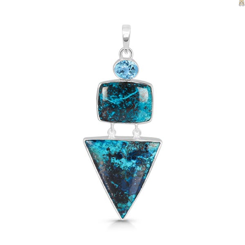 Shattuckite/Blue Topaz Pendant-2SP STK-1-191