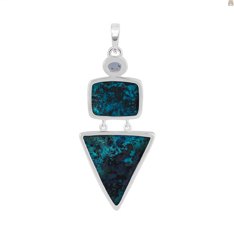 Shattuckite/Blue Topaz Pendant-2SP STK-1-191