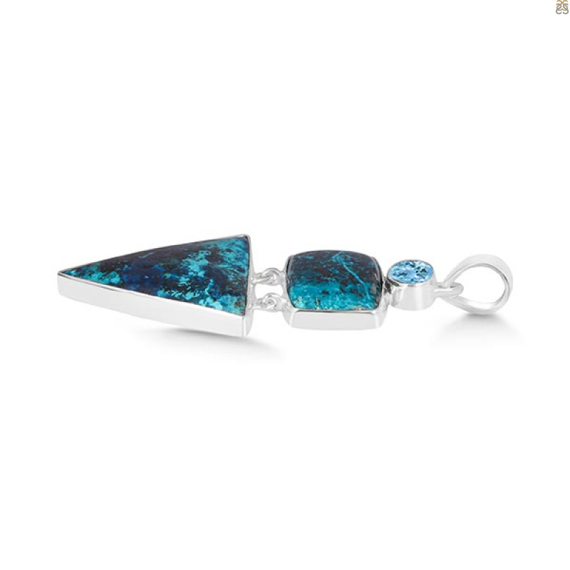 Shattuckite/Blue Topaz Pendant-2SP STK-1-191
