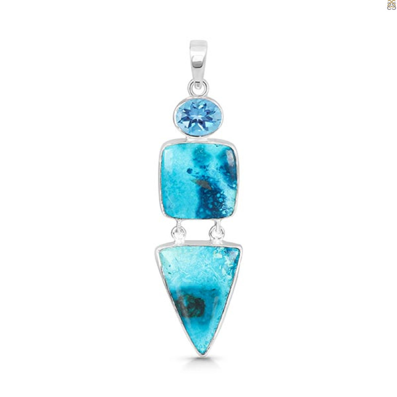 Shattuckite/Blue Topaz Pendant-2SP STK-1-197