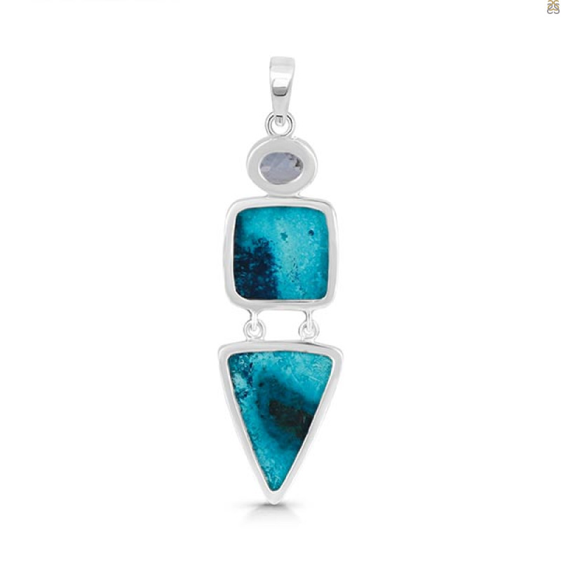 Shattuckite/Blue Topaz Pendant-2SP STK-1-197
