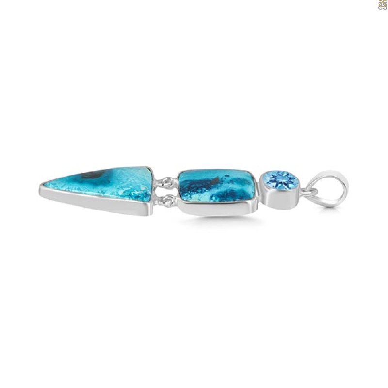 Shattuckite/Blue Topaz Pendant-2SP STK-1-197