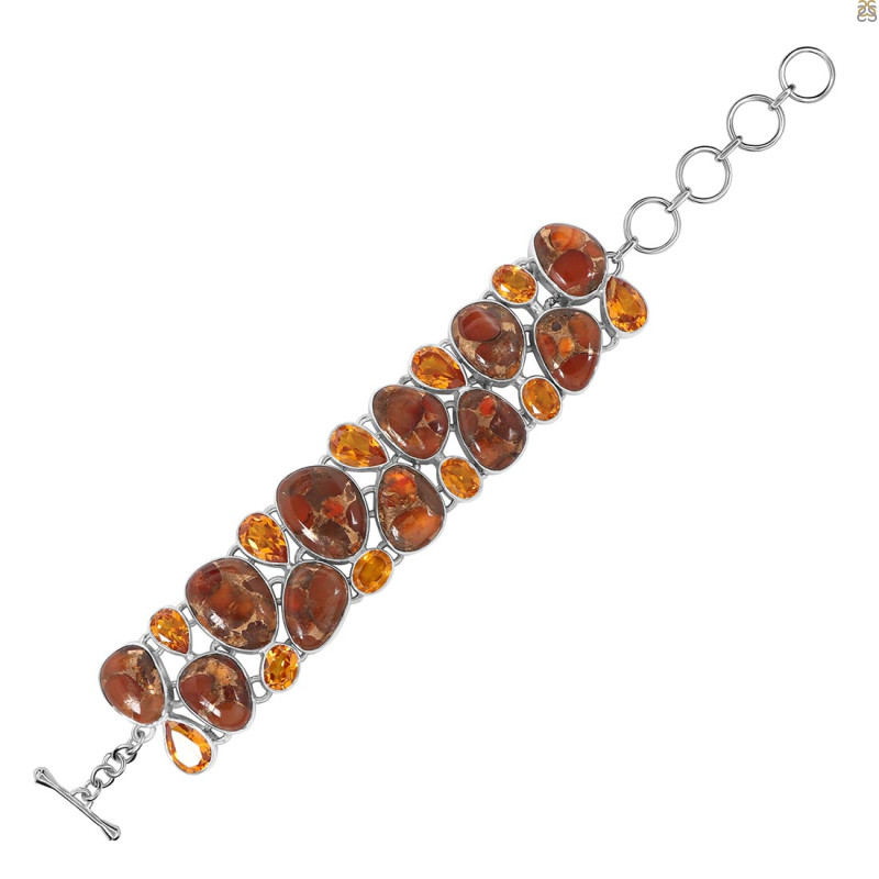 Orange Copper Turquoise Bracelet-BJ TRC-11-6