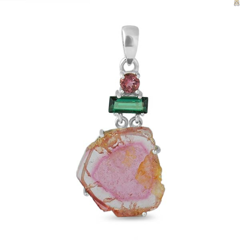 Tourmaline Slice Pendant-2SP TRM-1-15