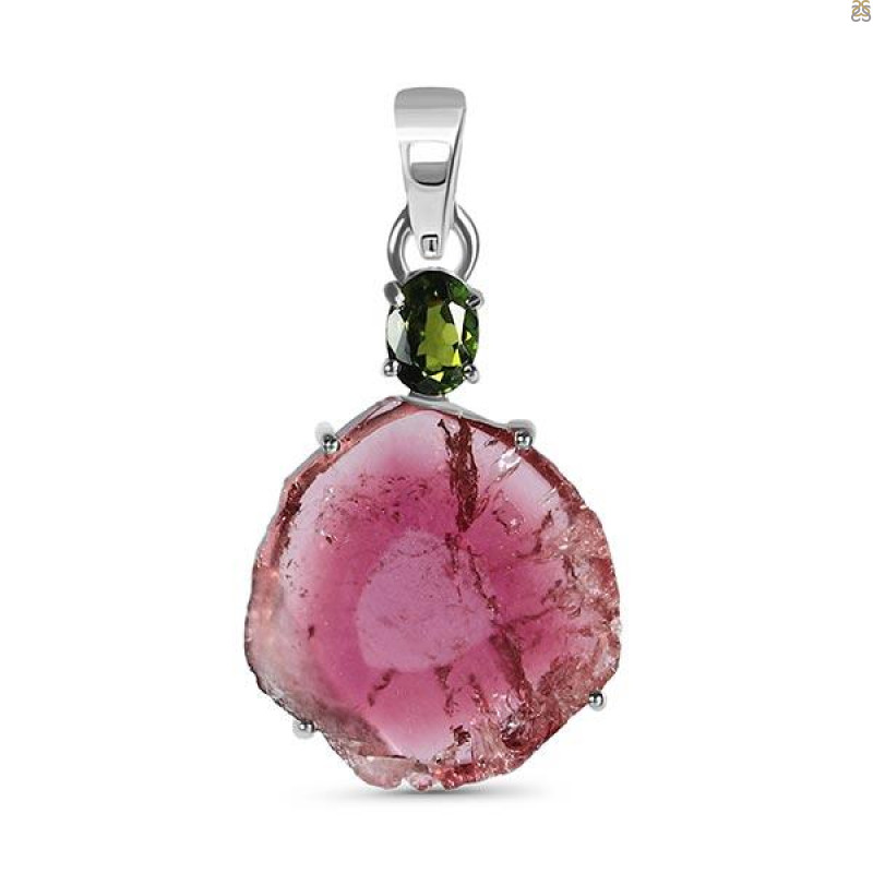 Tourmaline Slice Pendant-2SP TRM-1-150