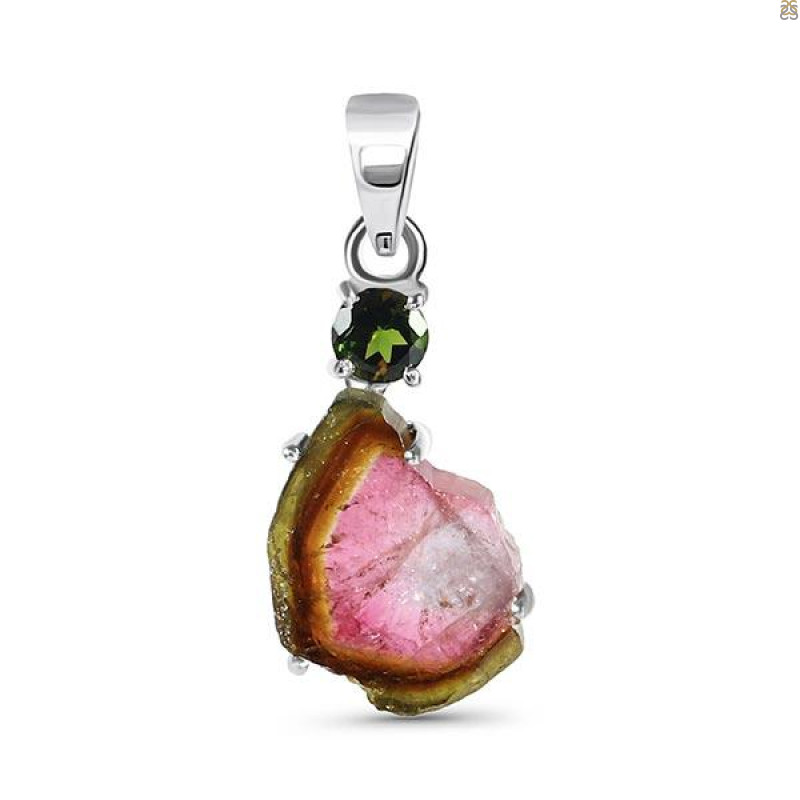 Tourmaline Slice Pendant-2SP TRM-1-158