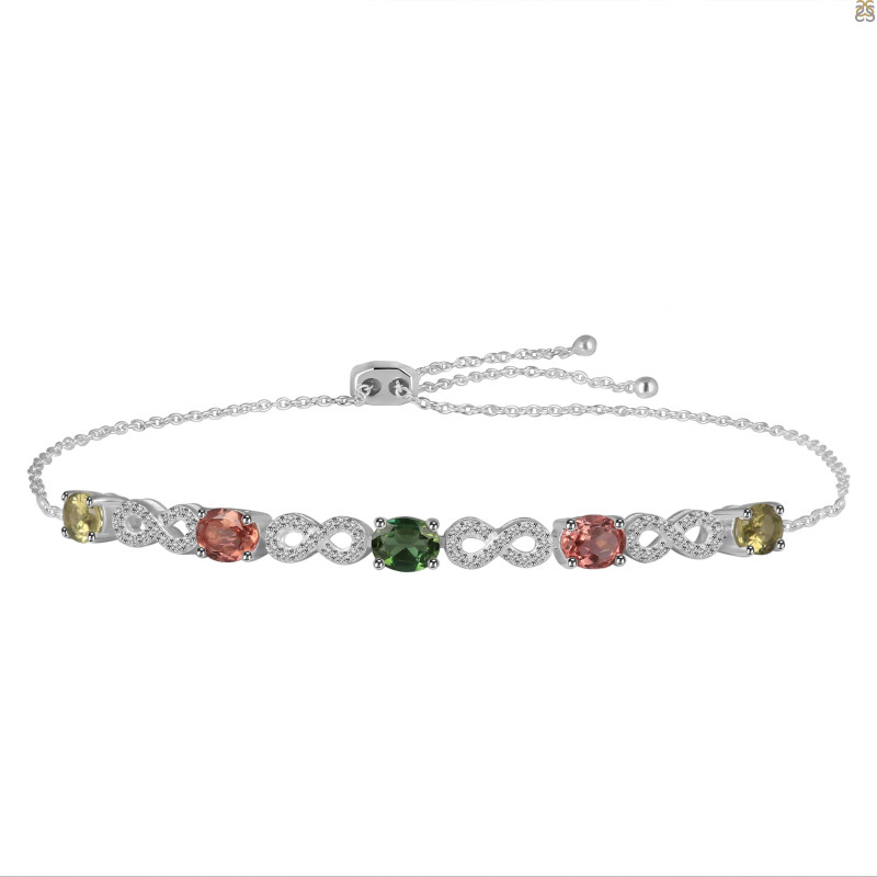 Tourmaline & White Topaz Bracelet With Adjustable Camera Lock TRM-RDB-126.