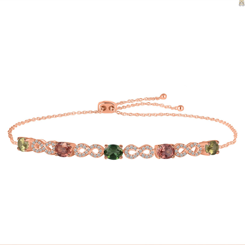 Tourmaline & White Topaz Bracelet With Adjustable Camera Lock TRM-RDB-126.