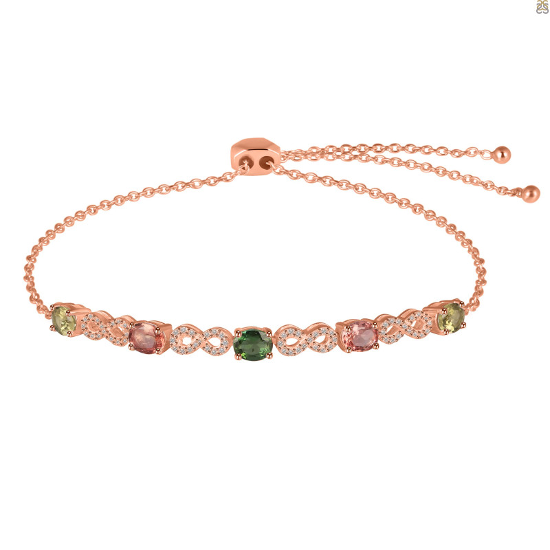 Tourmaline & White Topaz Bracelet With Adjustable Camera Lock TRM-RDB-126.