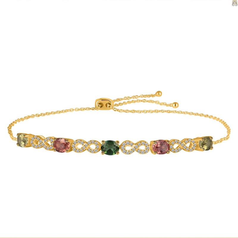 Tourmaline & White Topaz Bracelet With Adjustable Camera Lock TRM-RDB-126.