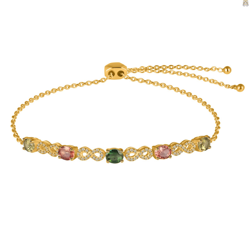 Tourmaline & White Topaz Bracelet With Adjustable Camera Lock TRM-RDB-126.
