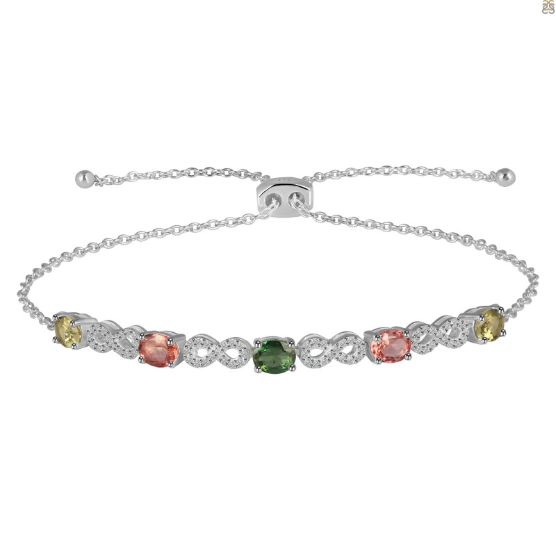 Tourmaline & White Topaz Bracelet With Adjustable Camera Lock TRM-RDB-126.