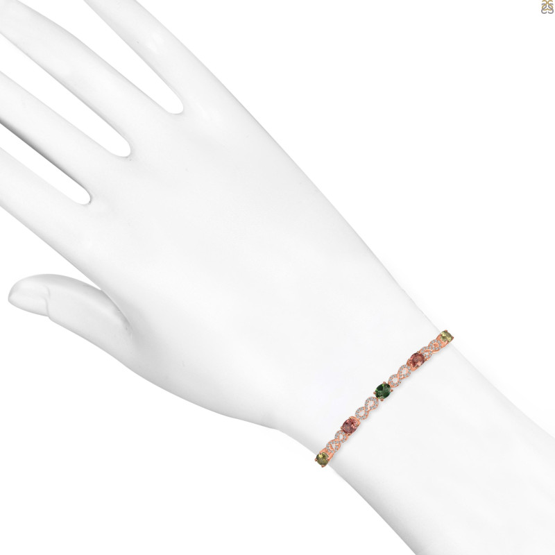 Tourmaline & White Topaz Bracelet With Adjustable Camera Lock TRM-RDB-126.