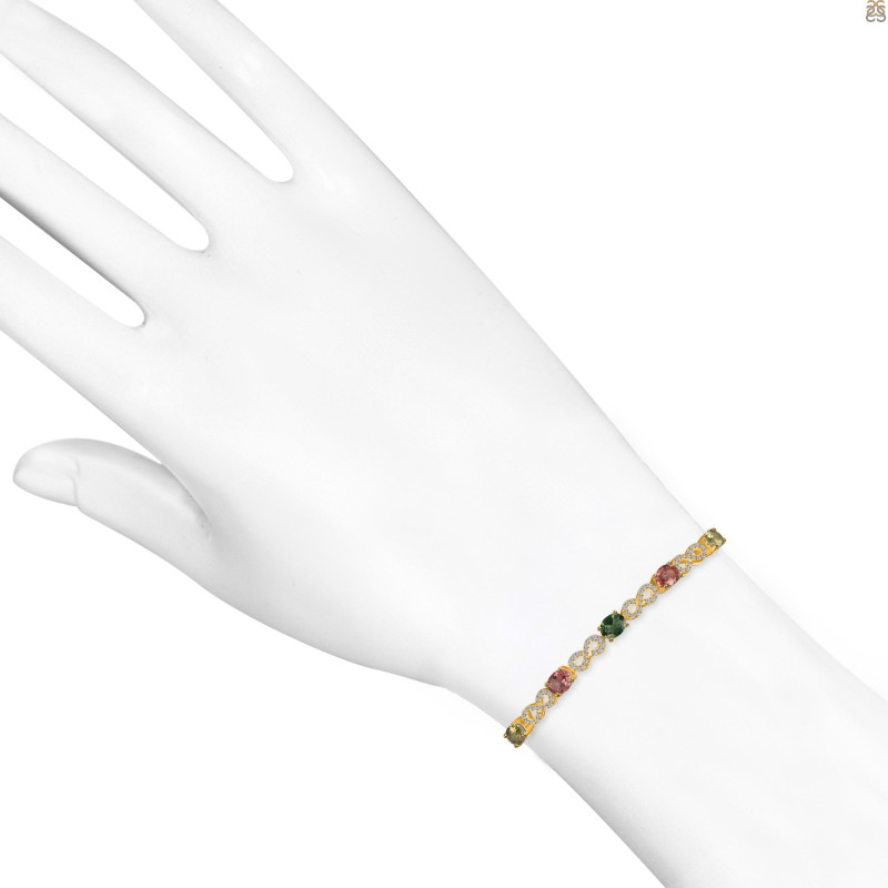 Tourmaline & White Topaz Bracelet With Adjustable Camera Lock TRM-RDB-126.
