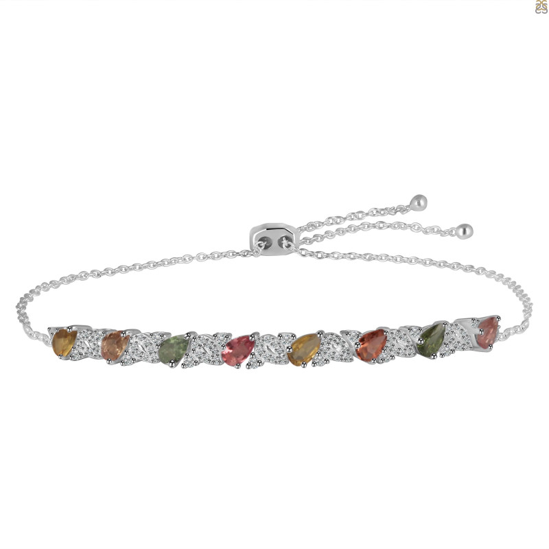 Tourmaline & White Topaz Bracelet With Adjustable Camera Lock TRM-RDB-128.