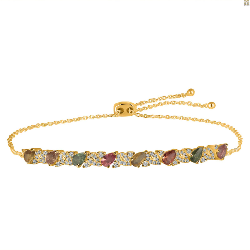 Tourmaline & White Topaz Bracelet With Adjustable Camera Lock TRM-RDB-128.