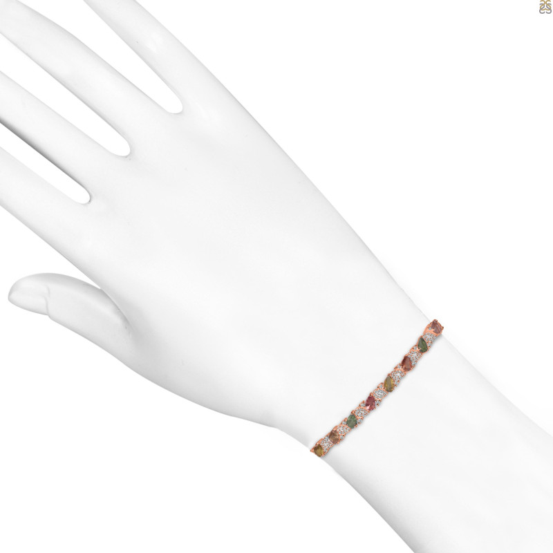 Tourmaline & White Topaz Bracelet With Adjustable Camera Lock TRM-RDB-128.