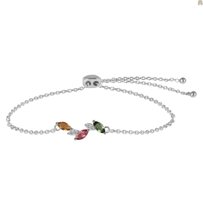 Tourmaline & White Topaz Bracelet With Adjustable Camera Lock TRM-RDB-143.