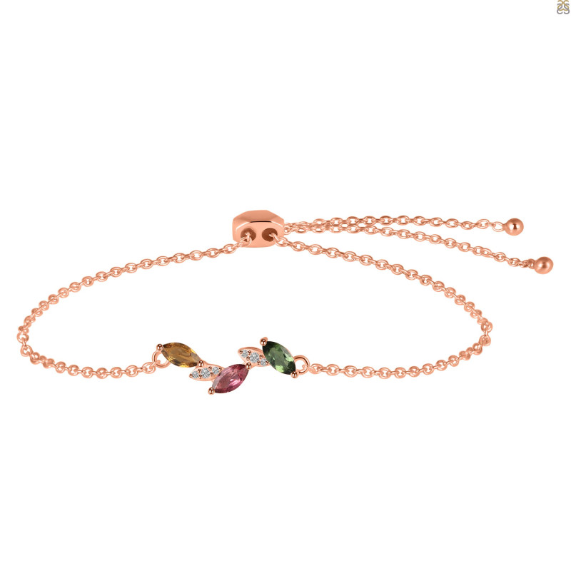 Tourmaline & White Topaz Bracelet With Adjustable Camera Lock TRM-RDB-143.