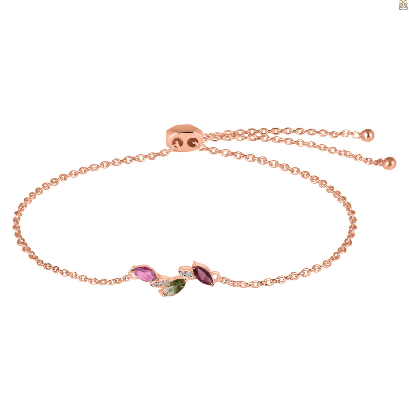 Tourmaline & White Topaz Bracelet With Adjustable Camera Lock TRM-RDB-143.